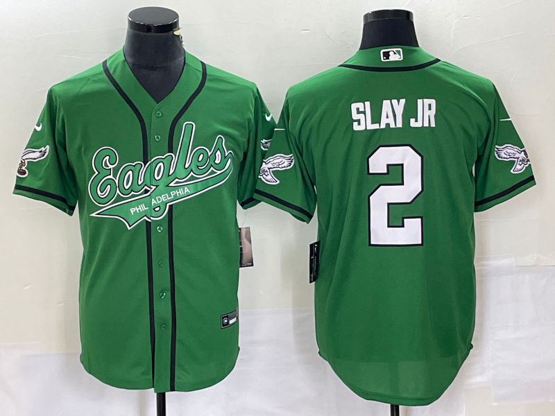 Men Philadelphia Eagles #2 Slay jr Green Co Branding Game NFL Jersey style 1->philadelphia eagles->NFL Jersey